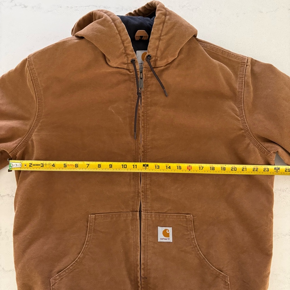Vintage Carhartt Women's WJ130 211 Large 12/14 Brown Duck Hooded Fleece Full Zip - Picture 9 of 13